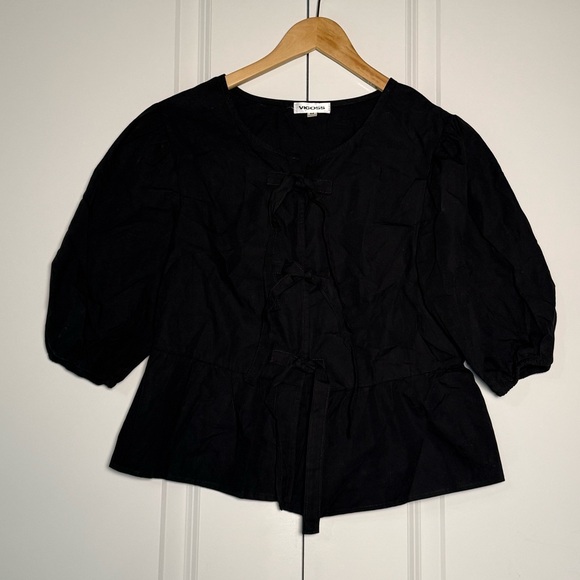 Vigoss Black Puff Sleeve Blouse - Picture 2 of 5